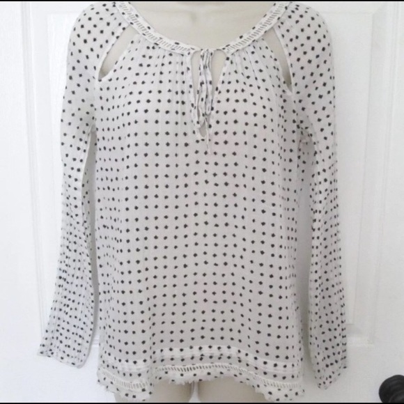 Pam & Gela White Dot Gauzy Tunic Top Sz S - Picture 2 of 4